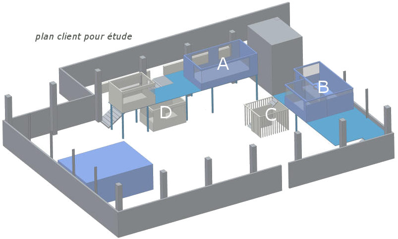 plan client pour étude aménagement cloisons et cabines